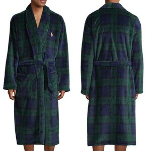 Polo Ralph Lauren Plaid Shawl Collar Blackwatch Tartan Plush Robe Size Small